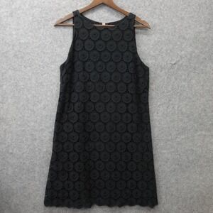 RUBY RD Eyelet Shift Dress Womens SMALL 6 Black Medallion Lace Mini Palm Springs